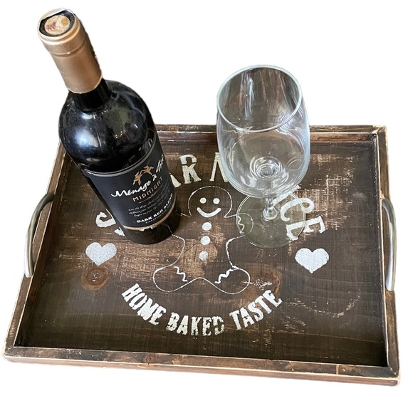 Wood serving tray. Great as decor, cookie serving, coffee/tea, wine, etc.. - Picture 5 of 5